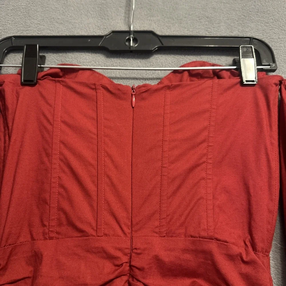 Oh Polly Can't Get Enought Bardot Corset Mini Dress Size 4 Red Party BodyCon